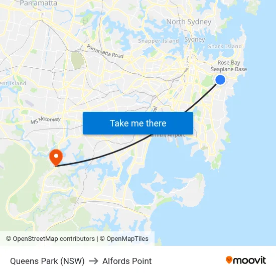 Queens Park (NSW) to Alfords Point map