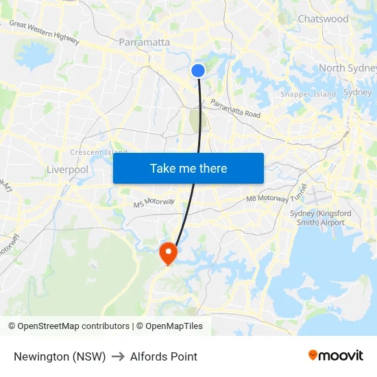 Newington (NSW) to Alfords Point map