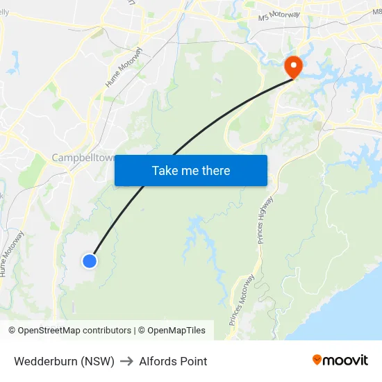 Wedderburn (NSW) to Alfords Point map