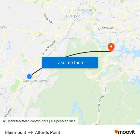 Blairmount to Alfords Point map