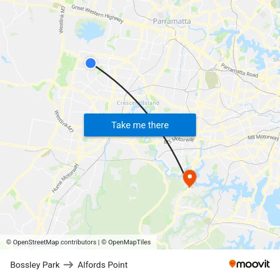 Bossley Park to Alfords Point map