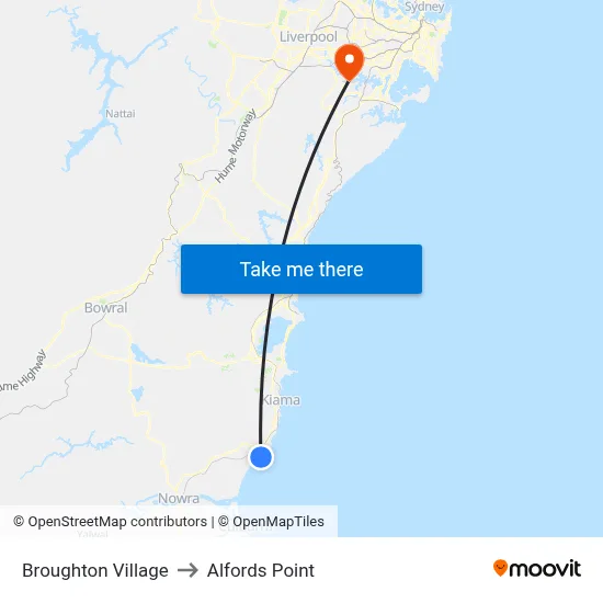 Broughton Village to Alfords Point map
