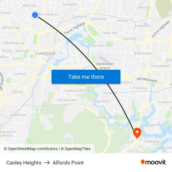 Canley Heights to Alfords Point map