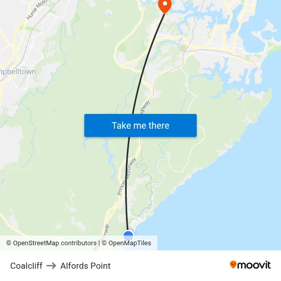 Coalcliff to Alfords Point map