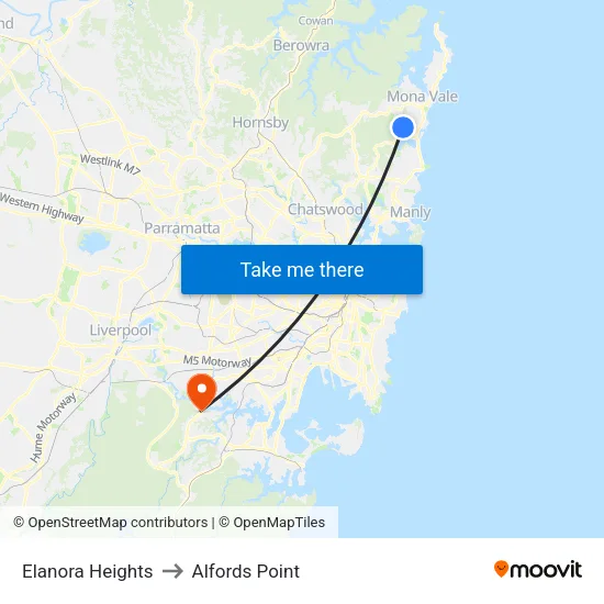 Elanora Heights to Alfords Point map