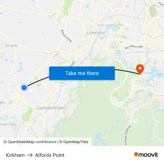 Kirkham to Alfords Point map