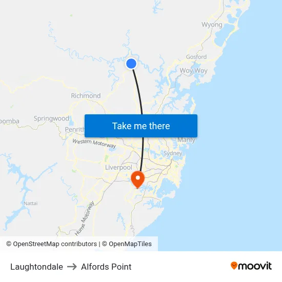 Laughtondale to Alfords Point map