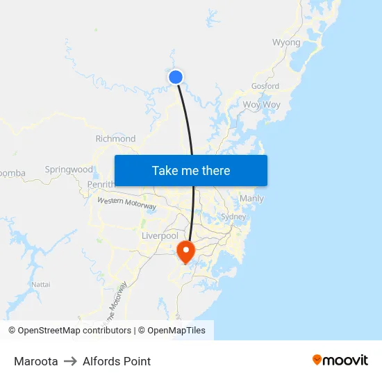 Maroota to Alfords Point map