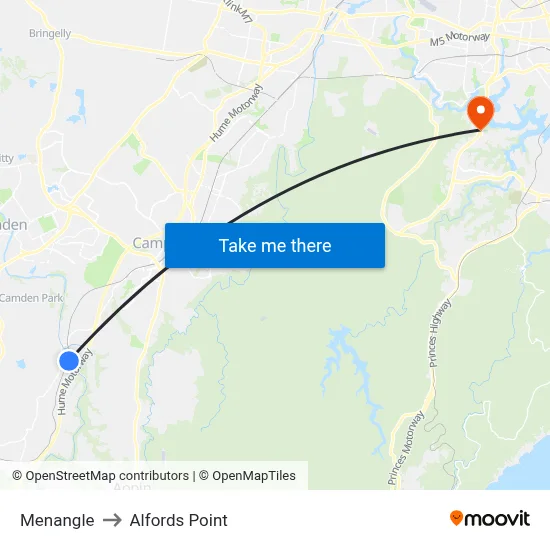 Menangle to Alfords Point map