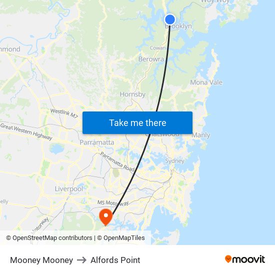 Mooney Mooney to Alfords Point map