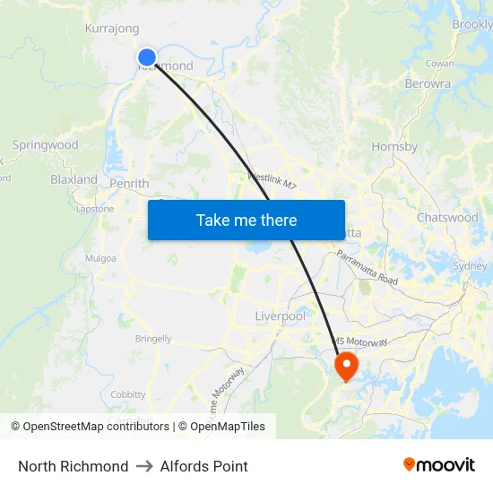 North Richmond to Alfords Point map