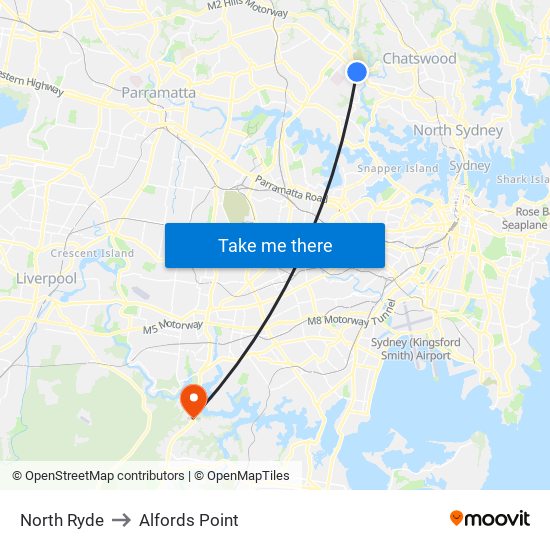 North Ryde to Alfords Point map