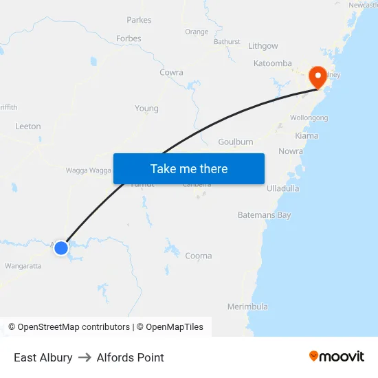 East Albury to Alfords Point map