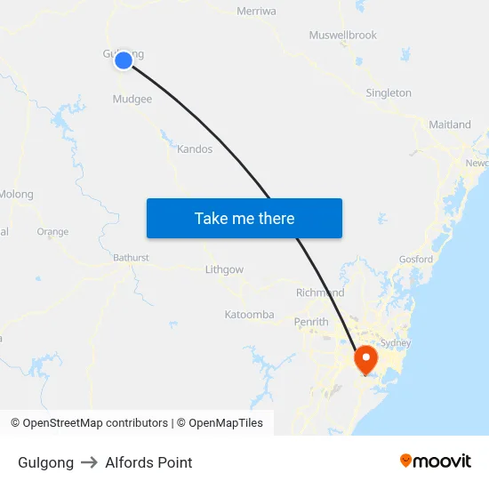 Gulgong to Alfords Point map