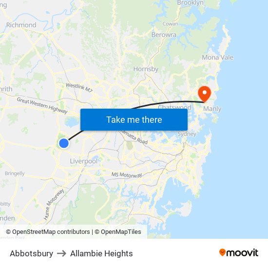 Abbotsbury to Allambie Heights map