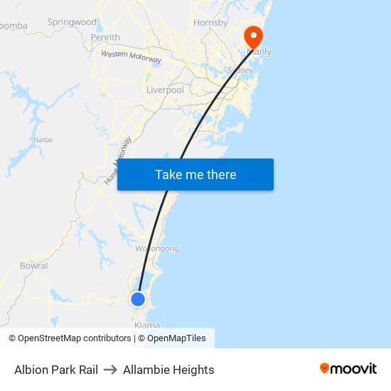 Albion Park Rail to Allambie Heights map