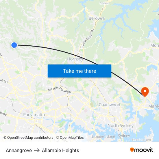 Annangrove to Allambie Heights map