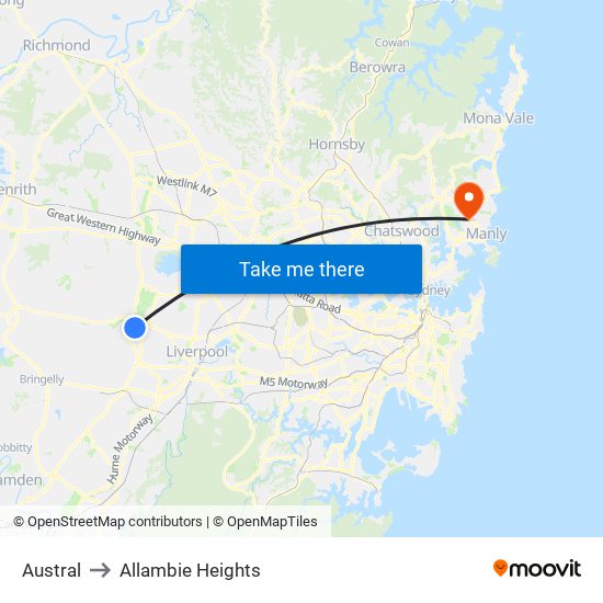 Austral to Allambie Heights map