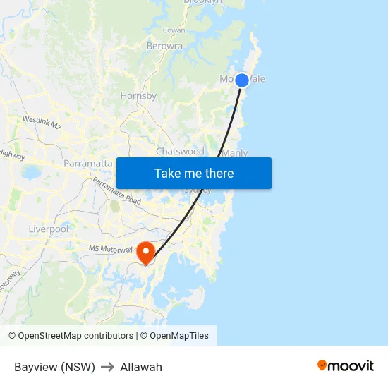 Bayview (NSW) to Allawah map