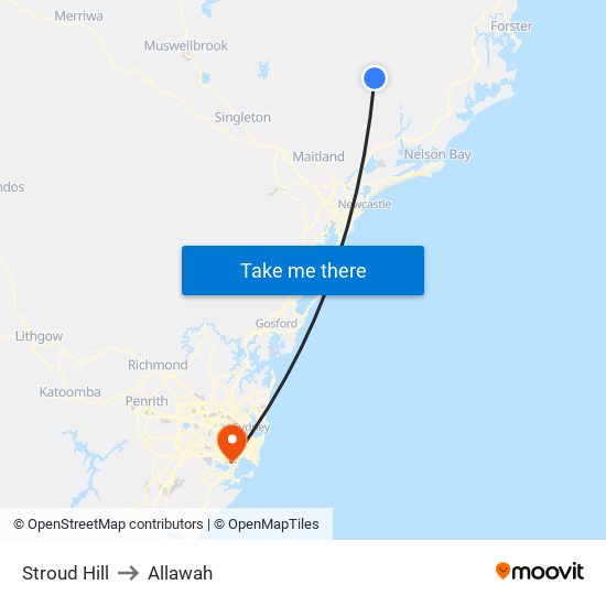 Stroud Hill to Allawah map