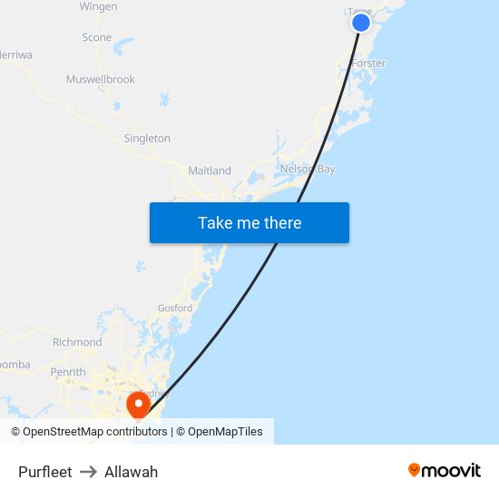 Purfleet to Allawah map