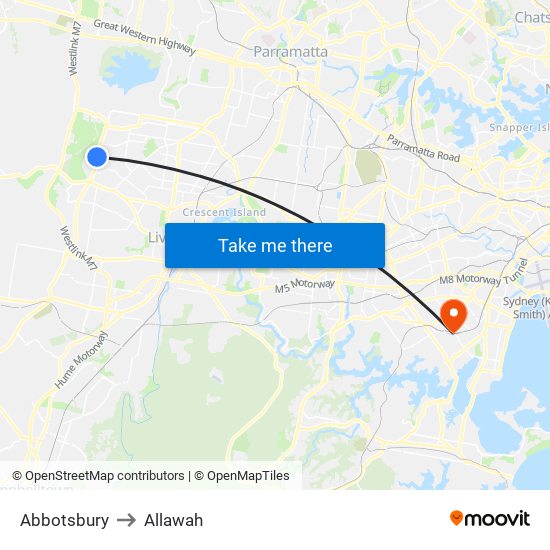 Abbotsbury to Allawah map