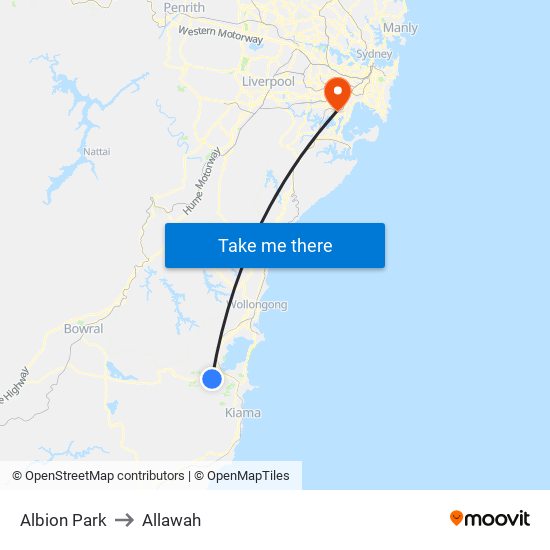 Albion Park to Allawah map