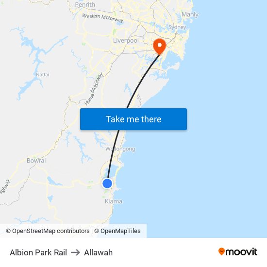 Albion Park Rail to Allawah map