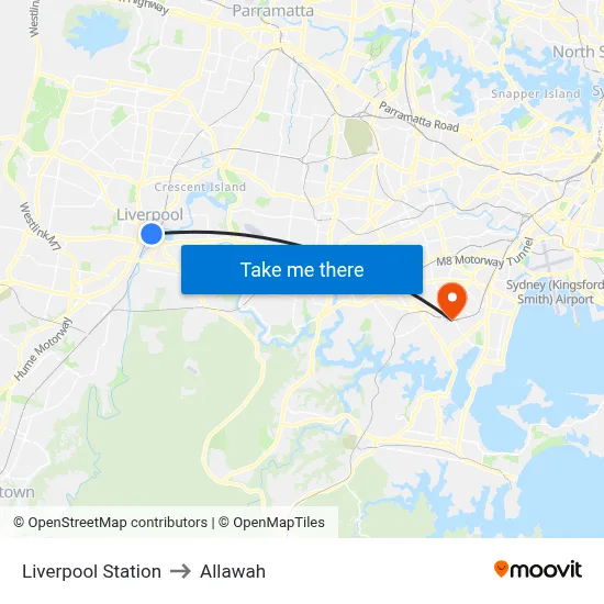Liverpool Station to Allawah map