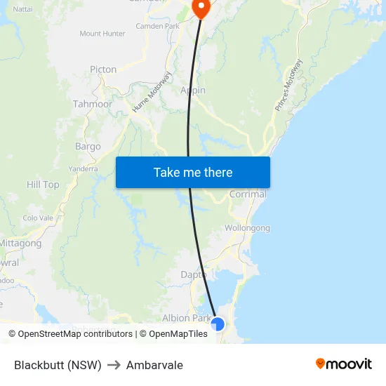 Blackbutt (NSW) to Ambarvale map