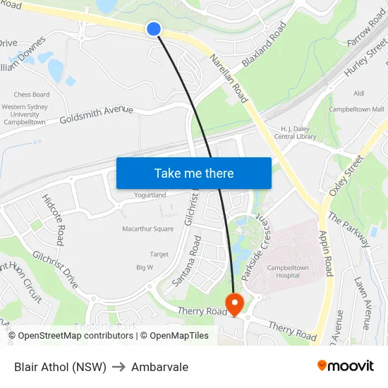 Blair Athol (NSW) to Ambarvale map