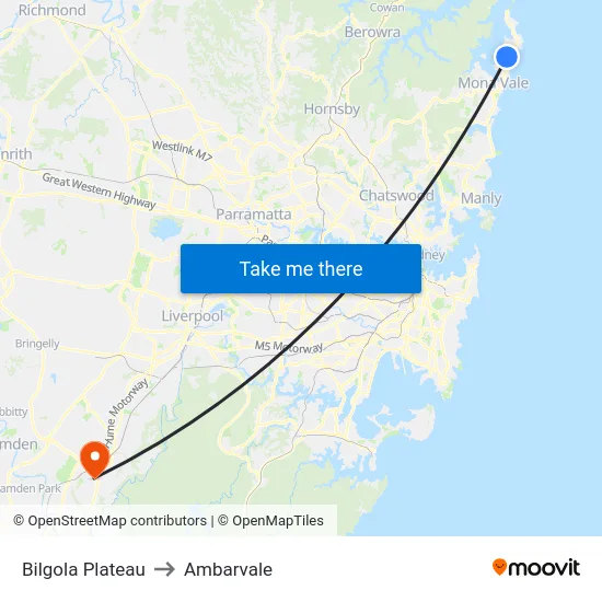 Bilgola Plateau to Ambarvale map