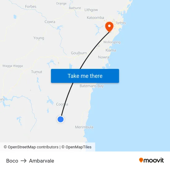 Boco to Ambarvale map