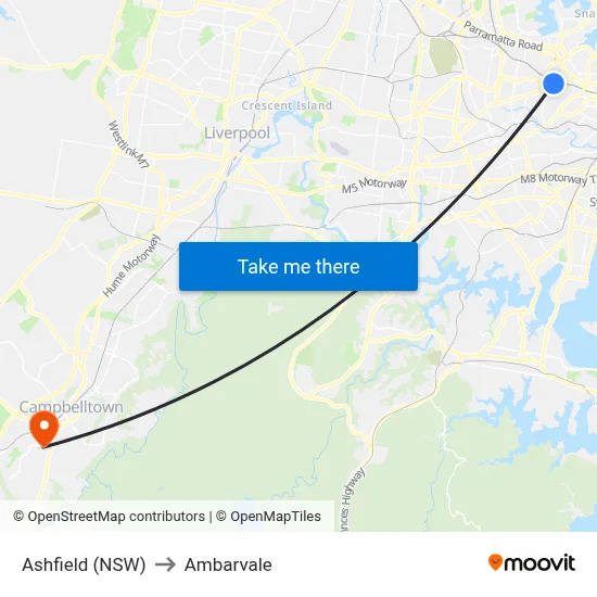 Ashfield (NSW) to Ambarvale map