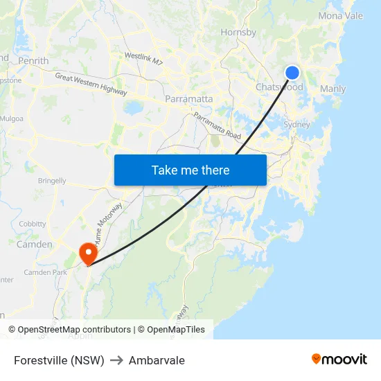 Forestville (NSW) to Ambarvale map