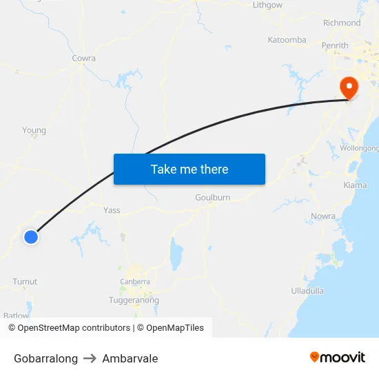 Gobarralong to Ambarvale map
