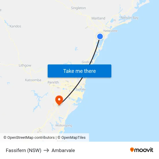 Fassifern (NSW) to Ambarvale map