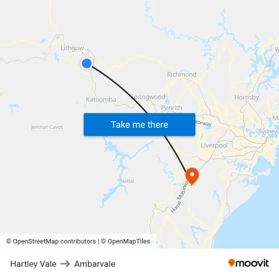 Hartley Vale to Ambarvale map