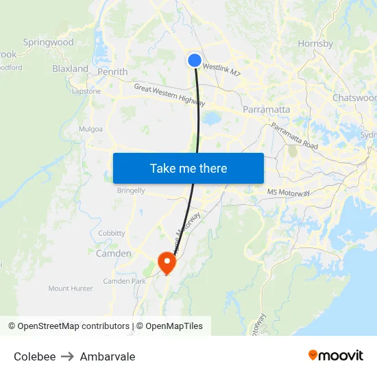 Colebee to Ambarvale map