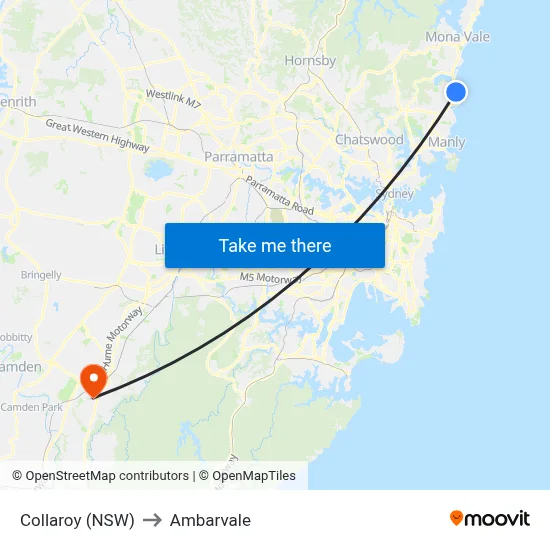 Collaroy (NSW) to Ambarvale map