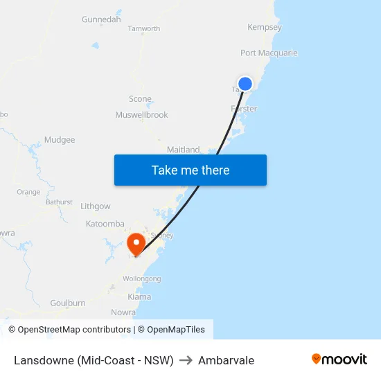 Lansdowne (Mid-Coast - NSW) to Ambarvale map