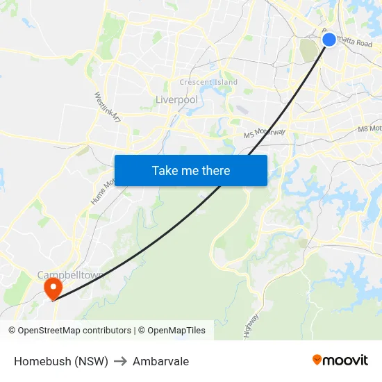 Homebush (NSW) to Ambarvale map