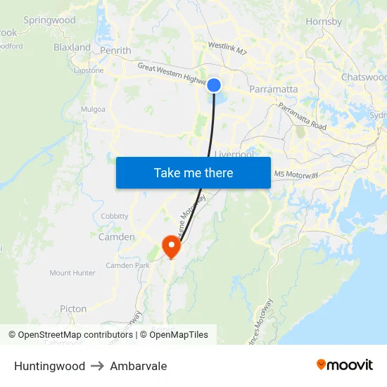 Huntingwood to Ambarvale map
