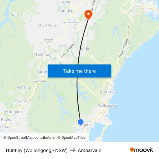 Huntley (Wollongong - NSW) to Ambarvale map