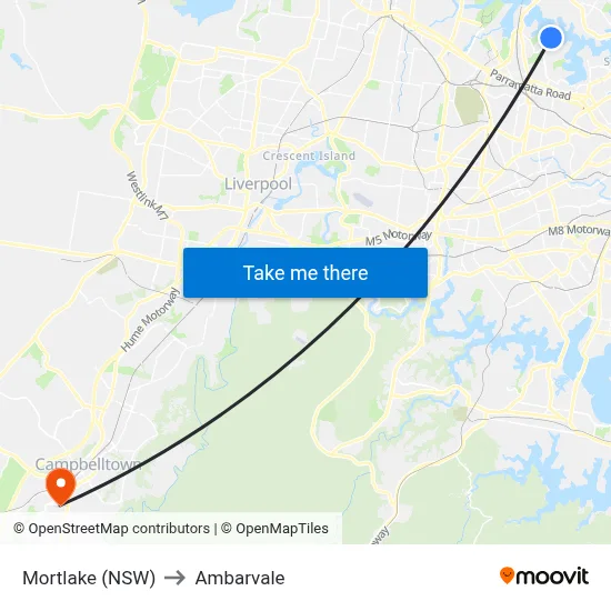 Mortlake (NSW) to Ambarvale map