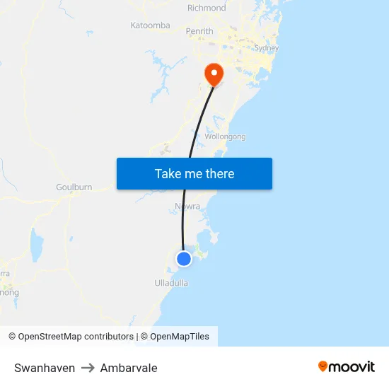 Swanhaven to Ambarvale map