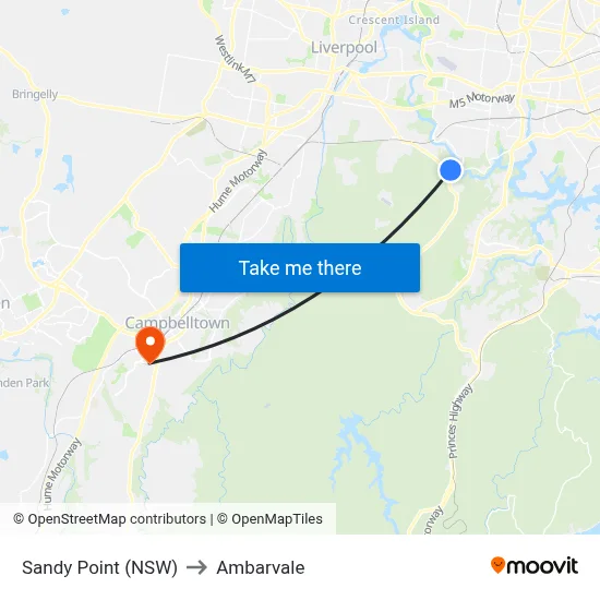 Sandy Point (NSW) to Ambarvale map