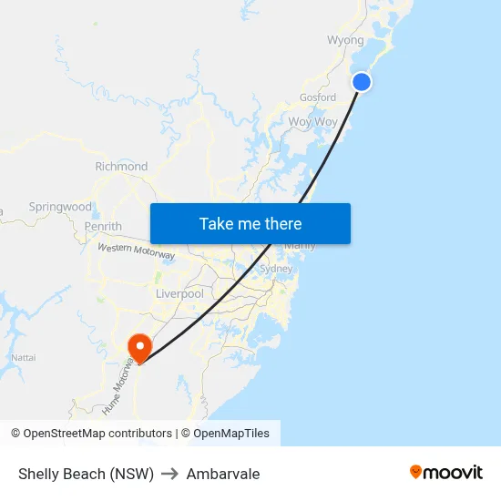 Shelly Beach (NSW) to Ambarvale map