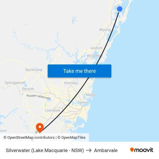 Silverwater (Lake Macquarie - NSW) to Ambarvale map