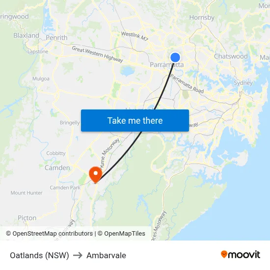 Oatlands (NSW) to Ambarvale map